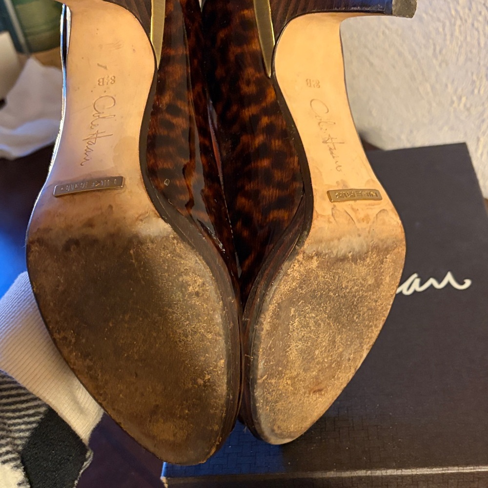 Cole Haan Brown Tortoise Print Heels - Picture 4 of 7